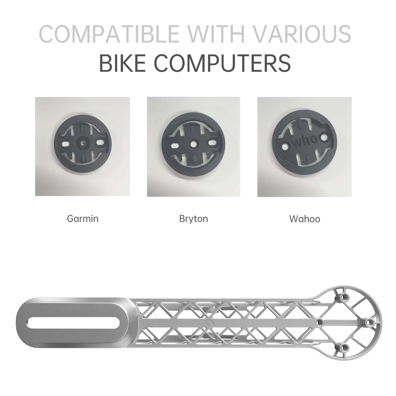 Universal -6° titanium 3D Printed Bike Computer Mount, Samassi Ultra-Light compatibility with Garmin, Bryton, Wahoo bike computers.